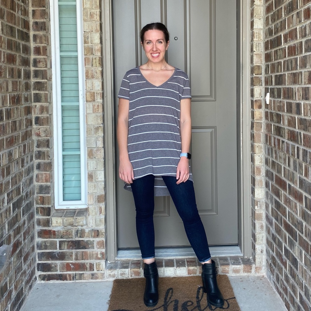 Cotton On Gray and White Striped Tunic Top